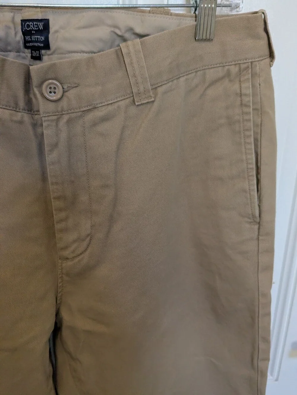 J.Crew The Sutton Men Khaki Chino Pants Tan Flat Front Size 33x32 Casual Work